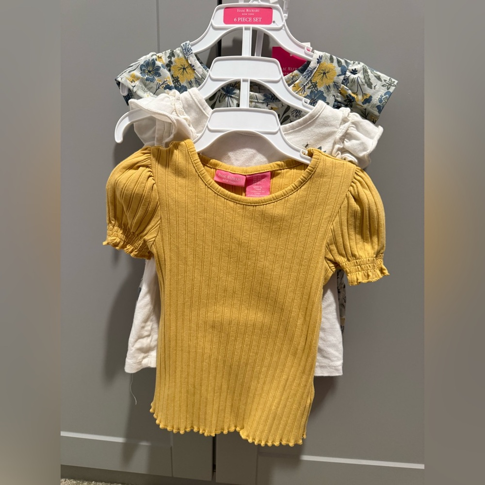 Yellow Ribbed Kids Top Set of 3